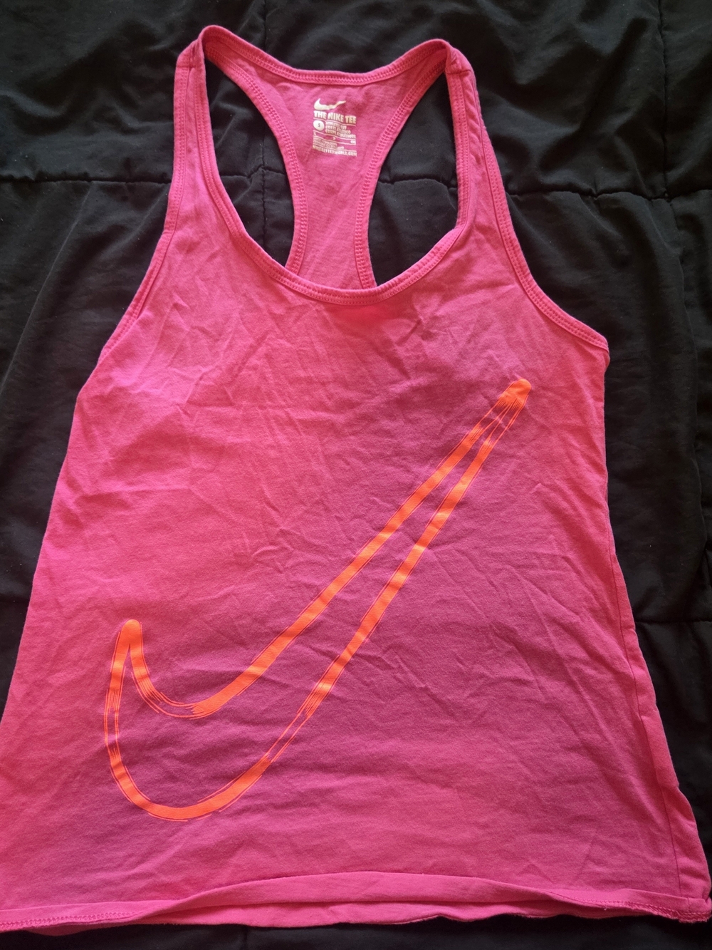 Nike Women’s Pink Racerback Tank Top with Orange Swoosh